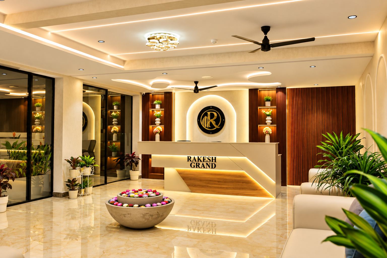 Hotel Rakesh Grand reception lobby, Gachibowli Hyderabad