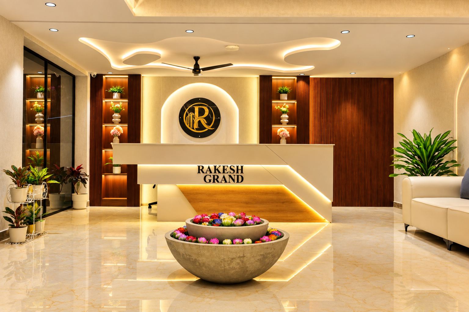 Reception and lobby at Hotel Rakesh Grand