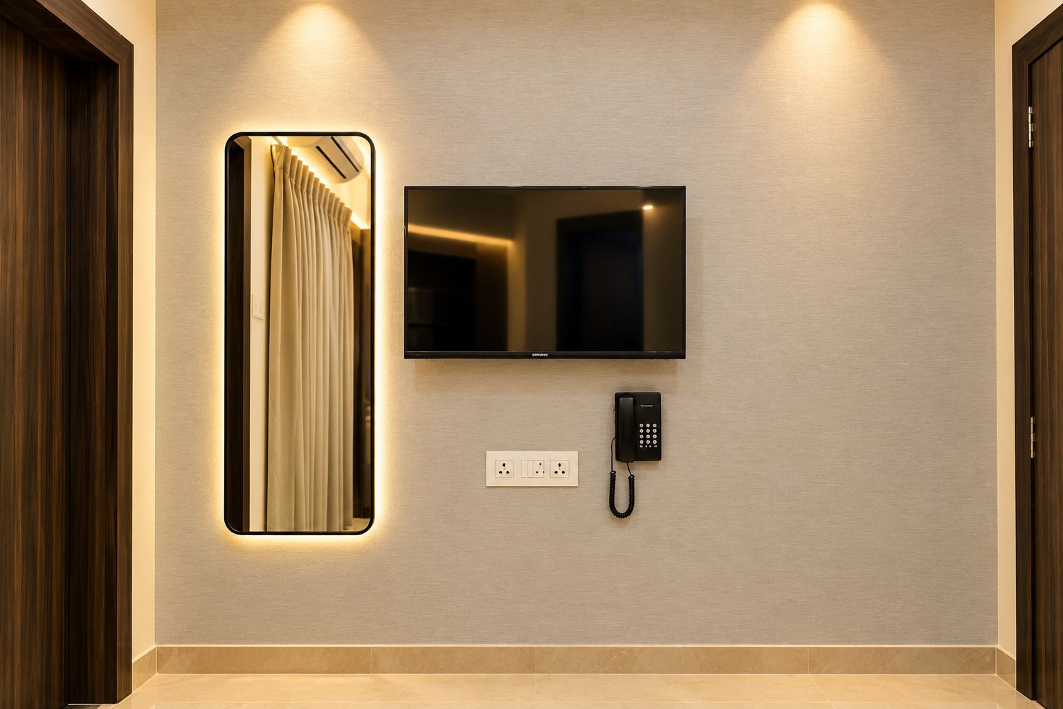 Signature Room with Balcony wall setup at Hotel Rakesh Grand
